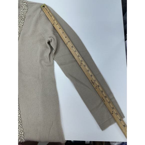 Bloomingdales Womens Cardigan Size Medium Champagne Cashmere Embellished NWT - Picture 9 of 12
